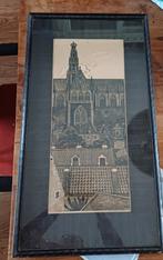 Jan Veringa houtsnede sint Bavo kerk te Haarlem, Antiek en Kunst, Ophalen of Verzenden