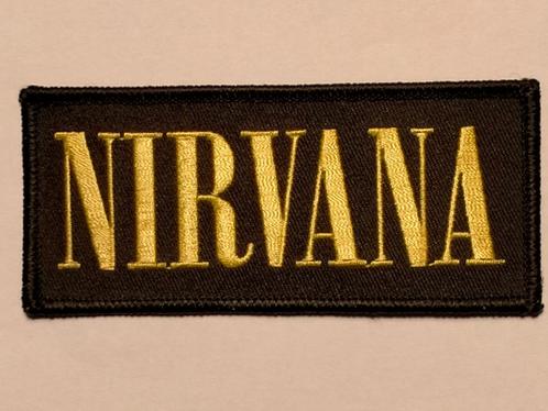 Nirvana grunch rock hardrock logo patch kleding embleem band, Verzamelen, Muziek, Artiesten en Beroemdheden, Gebruikt, Kleding