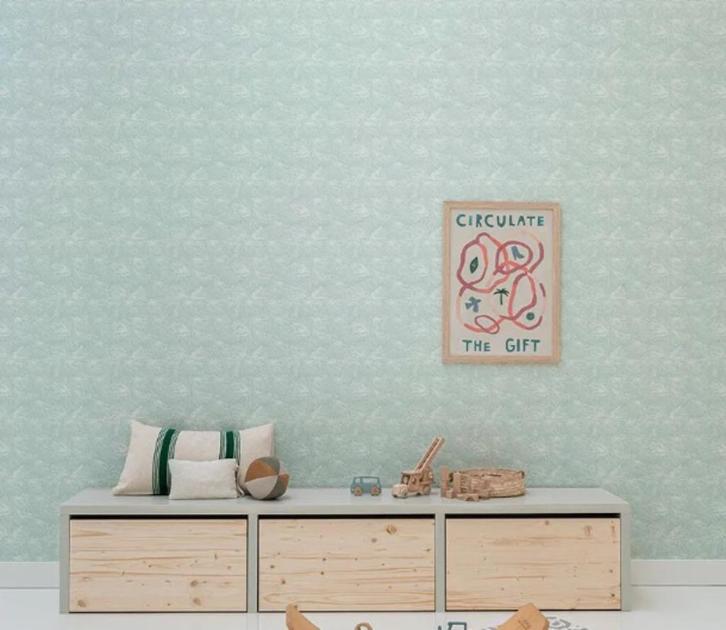 Kinderbehang Mush IJsblauw Bibelotte, Kinderen en Baby's, Kinderkamer | Inrichting en Decoratie, Nieuw, Wanddecoratie, Ophalen of Verzenden