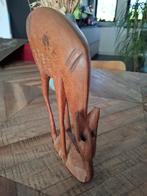 Vintage houten beeld hert 23cm, Antiek en Kunst, Ophalen of Verzenden
