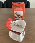 Keramieken chocolade fondueset hartvormig, Ophalen of Verzenden, Nieuw, Waxinelicht, Fondueset