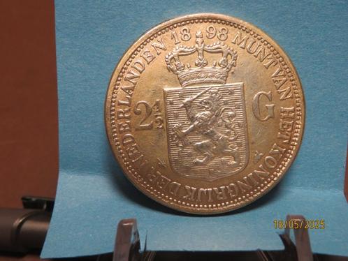 No. 260- Wilhelmina Rijksdaalder 1898 zilver munt, Postzegels en Munten, Munten | Nederland, Losse munt, 2½ gulden, Koningin Wilhelmina
