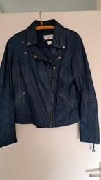 Blauw leren jasje, maat M, Maat 38/40 (M), Blauw, Ophalen of Verzenden, Zo goed als nieuw