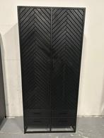 Wandkast Isa zwart visgraat mangohout, Nieuw, Met deur(en), 25 tot 50 cm, Minder dan 150 cm
