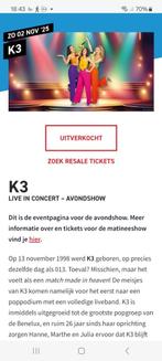K3 live in concert, Tickets en Kaartjes, Twee personen, November, Overige typen