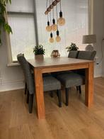 Teak houten eettafel met 4 stoelen te koop, Huis en Inrichting, Tafels | Eettafels, Ophalen, 100 tot 150 cm, Teakhout, 50 tot 100 cm