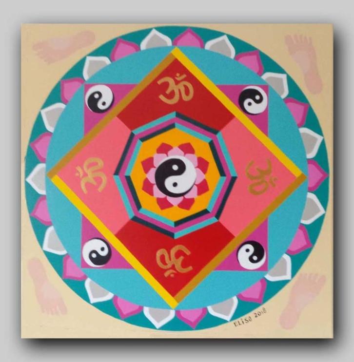 Mandala met Boeddhistische symbolen, Huis en Inrichting, Woonaccessoires | Schilderijen, Tekeningen en Foto's, Nieuw, Schilderij