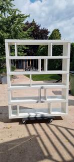 Hoogglans Witte Roomdivider / Boekenkast, Ophalen, 100 tot 150 cm, Zo goed als nieuw, Modern