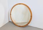 Vintage grote ronde teak spiegel Deens mid century ‘60 hout, Minder dan 100 cm, Rond, Gebruikt, Ophalen of Verzenden