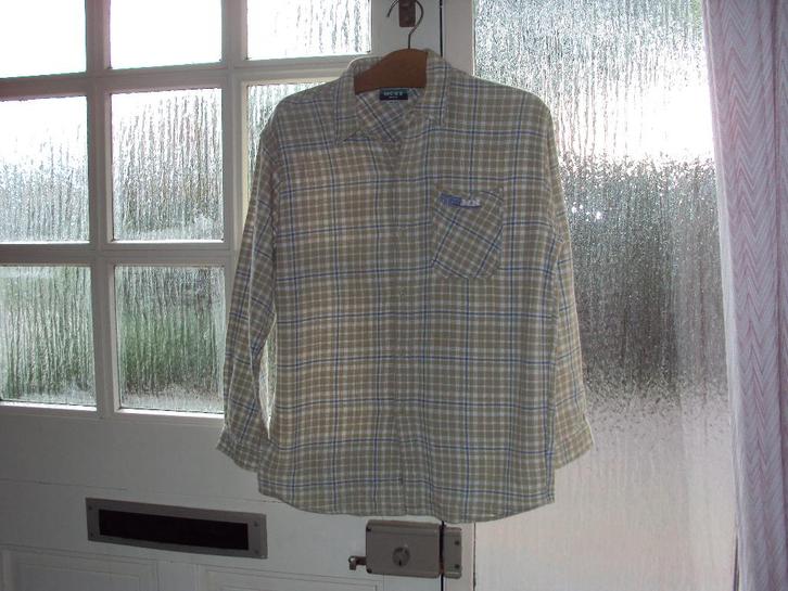 Dik breed bruin blauw wit katoenen overhemd MEXX mt 146 zgan, Kinderen en Baby's, Kinderkleding | Maat 146, Zo goed als nieuw