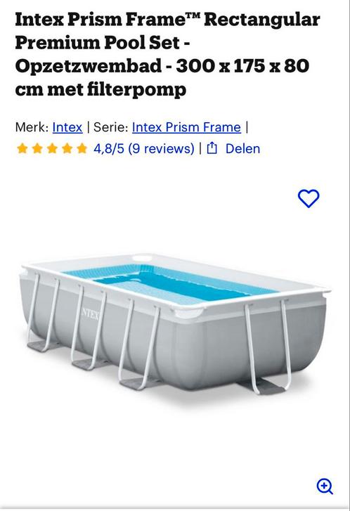 Intex prism frame zwembad 300x175, Tuin en Terras, Zwembaden, Zo goed als nieuw, Opzetzwembad, Minder dan 80 cm, 200 tot 400 cm