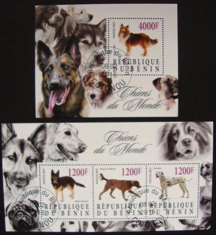 - 681 - 2 Wereld Honden Blokjes., Postzegels en Munten, Postzegels | Thematische zegels, Gestempeld, Dier of Natuur, Verzenden