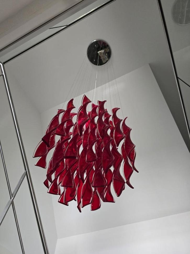 design lamp axo light aura rood hanglamp, Huis en Inrichting, Lampen | Hanglampen, Zo goed als nieuw, 75 cm of meer, Glas, Ophalen