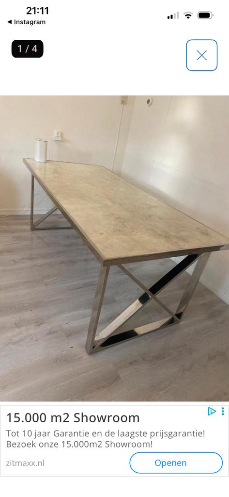 Marmer eettafel, Ophalen, Gebruikt, Overige materialen, 200 cm of meer