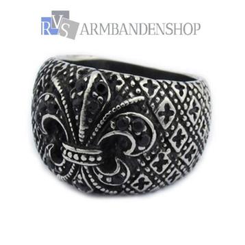 RVS floral ring franse lelie ring gothic edelstaal Bikers beschikbaar voor biedingen