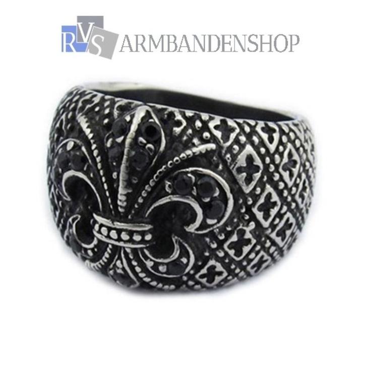 RVS floral ring franse lelie ring gothic edelstaal Bikers, Sieraden, Tassen en Uiterlijk, Ringen, Nieuw, Dame, Zilver, IJzer of Staal