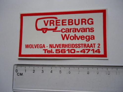 sticker oud Wolvega Vreeburg caravan camper kamperen retro, Verzamelen, Stickers, Zo goed als nieuw, Bedrijf of Vereniging, Verzenden