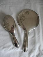 Gero 90 Zilver Handspiegel en Borstel Roos Motief Vintage, Antiek en Kunst, Ophalen of Verzenden