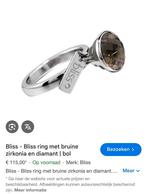 Bliss ring met bruine zirkonia en diamant, Met edelsteen, Nieuw, Ophalen of Verzenden, Kleiner dan 17