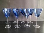 8 Franse blauwe wijnglazen in een mooie vorm, Ophalen of Verzenden, Zo goed als nieuw, Overige typen