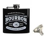 RVS heupfles vintage look - "Bourbon" met rvs mini trechter, Ophalen of Verzenden, Nieuw, Feestartikel, Verjaardag