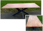 Acacia hout BOOMSTAM tafel 220x100 + stalen poot NIEUW E 600, Huis en Inrichting, Tafels | Eettafels, Nieuw, Ophalen