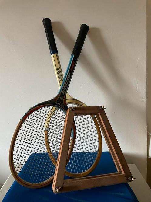 Decoratie - vintage tennisrackets - jaren’70, Sport en Fitness, Tennis, Gebruikt, Racket, Dunlop, Ophalen