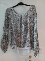 Panterprint Blouse met Open Rug - Maat M, Ophalen of Verzenden, Zo goed als nieuw, Maat 38/40 (M), Beige