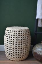 Webbing poef / bijzettafel / kruk BLOSSOM BROCANTE, Minder dan 45 cm, Minder dan 55 cm, Rond, Nieuw