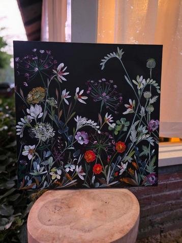 Handgeschilderd veldbloemen schilderij 50x50 beschikbaar voor biedingen