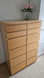 Twee Malm Ikea houten ladekasten veel opbergruimte + spiegel, Huis en Inrichting, Kasten | Ladekasten, 5 laden of meer, Ophalen