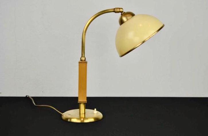 1930s Art Deco Bureaulamp met geel Bakeliet, Antiek en Kunst, Antiek | Lampen, Ophalen of Verzenden