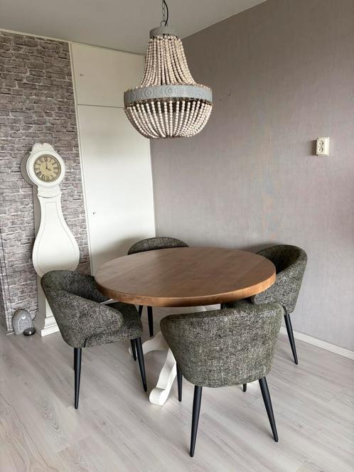 Ronde eettafel met 4 stoelen, Huis en Inrichting, Complete eetkamers, Zo goed als nieuw, Ophalen of Verzenden