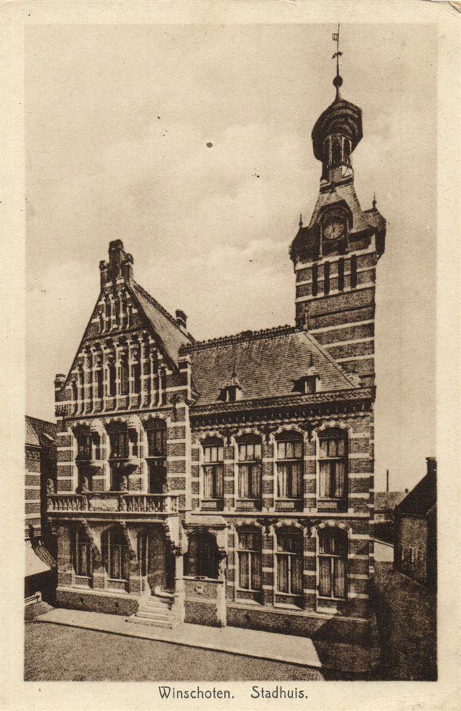 Winschoten. Stadhuis. - 1936 gelopen, Verzamelen, Ansichtkaarten | Nederland, Gelopen, Groningen, Voor 1920, Ophalen of Verzenden