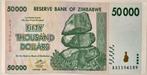 Zimbabwe 50.000 Dollar 2008 - Gebruikt Biljet, Postzegels en Munten, Bankbiljetten | Afrika, Ophalen of Verzenden, Zimbabwe, Los biljet