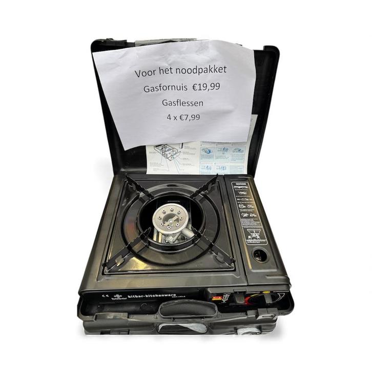 Noodpakket Draagbare Gasfornuis Kooktoestel +4 gasflessen, Caravans en Kamperen, Kampeeraccessoires, Nieuw, Ophalen of Verzenden