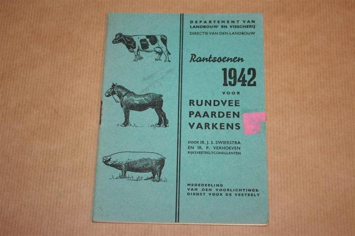Rantsoenen 1942 voor Rundvee Paarden Varkens - zeldzaam!!, Boeken, Dieren en Huisdieren, Gelezen, Paarden of Pony's, Ophalen of Verzenden