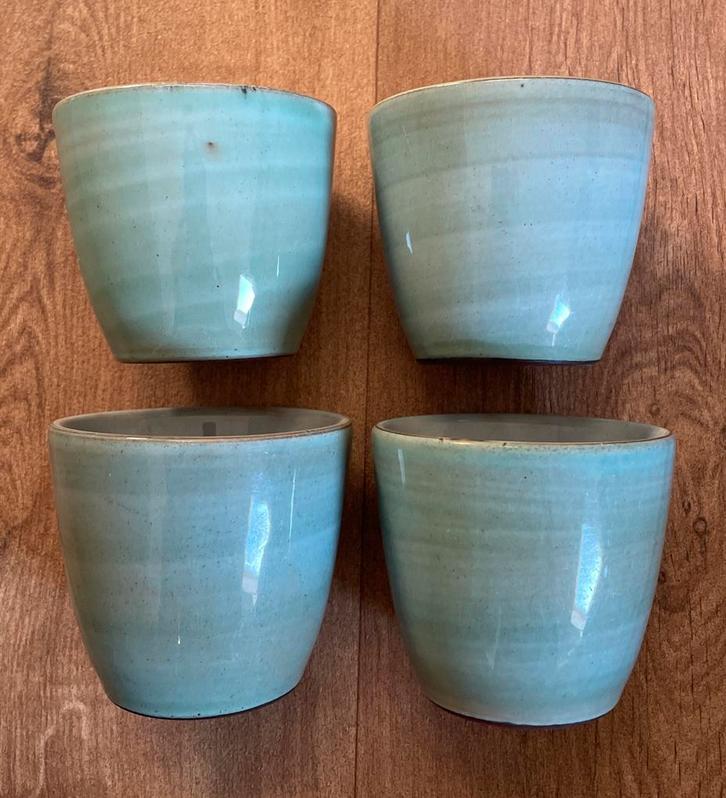 Groene Volendamse Mokken Set, Huis en Inrichting, Keuken | Servies, Gebruikt, Kop(pen) en/of Schotel(s), Overige stijlen, Aardewerk