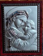 Madonna met kind. Zilver.  925. Reliëf. Luigi Pesari., Ophalen