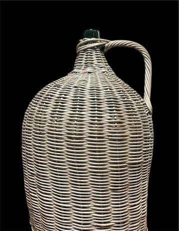 Antieke Gistfles in Mand - 57cm beschikbaar voor biedingen