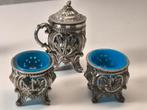 Zilver mosterd pot en 2 zoutvaten, Antiek en Kunst, Antiek | Goud en Zilver, Ophalen of Verzenden, Zilver