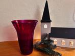 Robijnrode glazen vaas., Overige kleuren, Aardewerk of Porselein, Ophalen of Verzenden, Zo goed als nieuw
