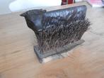 Gietijzeren doorstop / deurstopper (stier) op houten voet, Antiek en Kunst, Ophalen of Verzenden