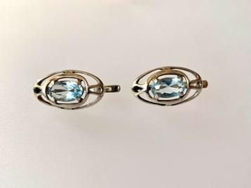 Vintage oorbellen zilver blauwe steen beschikbaar voor biedingen