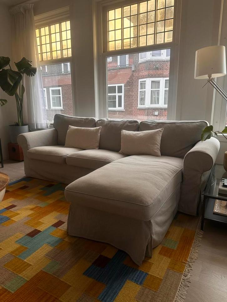 Ikea EKTORP Bank met chaise longue - MOET SNEL WEG, Huis en Inrichting, Banken | Bankstellen, Gebruikt, Hoekbank, Driepersoons