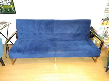 Design slaapbank (blauw-goud, fluweel) beschikbaar voor biedingen