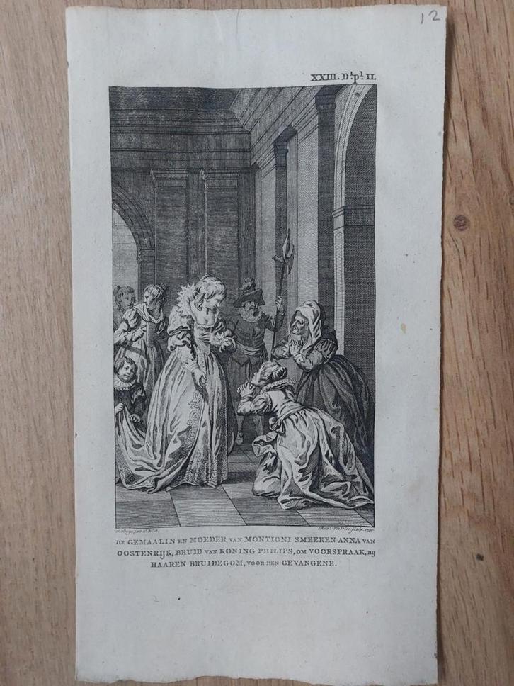 12 Anna van Oostenrijk moeder Montigni bruid Koning Philips, Antiek en Kunst, Kunst | Etsen en Gravures, Ophalen of Verzenden