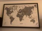 Zwart-wit Wereldkaart Canvas met Lijst, Ophalen, Zo goed als nieuw