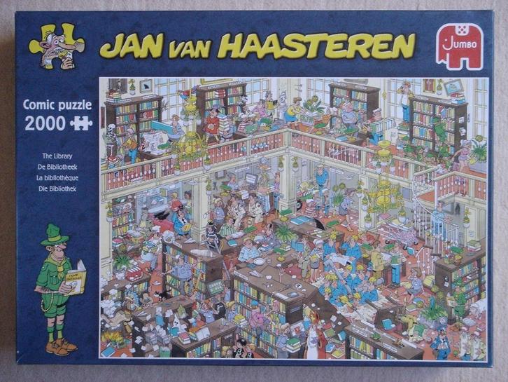 2000 Puzzel: Jan van Haasteren: De Bibliotheek, Hobby en Vrije tijd, Denksport en Puzzels, Zo goed als nieuw, Legpuzzel, Meer dan 1500 stukjes