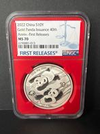 Zilveren Panda 2022 - 10 Yuan ngc slav zilver ms70, Postzegels en Munten, Munten | Azië, Ophalen of Verzenden, Oost-Azië, Losse munt